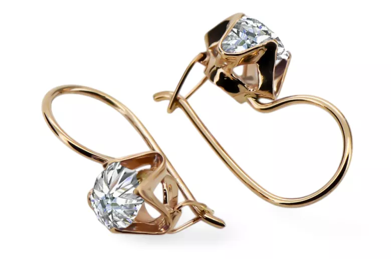 Vintage štýl náušnice zirkónia originálny vintage 14k produkt s ružovým zlatom vec142r